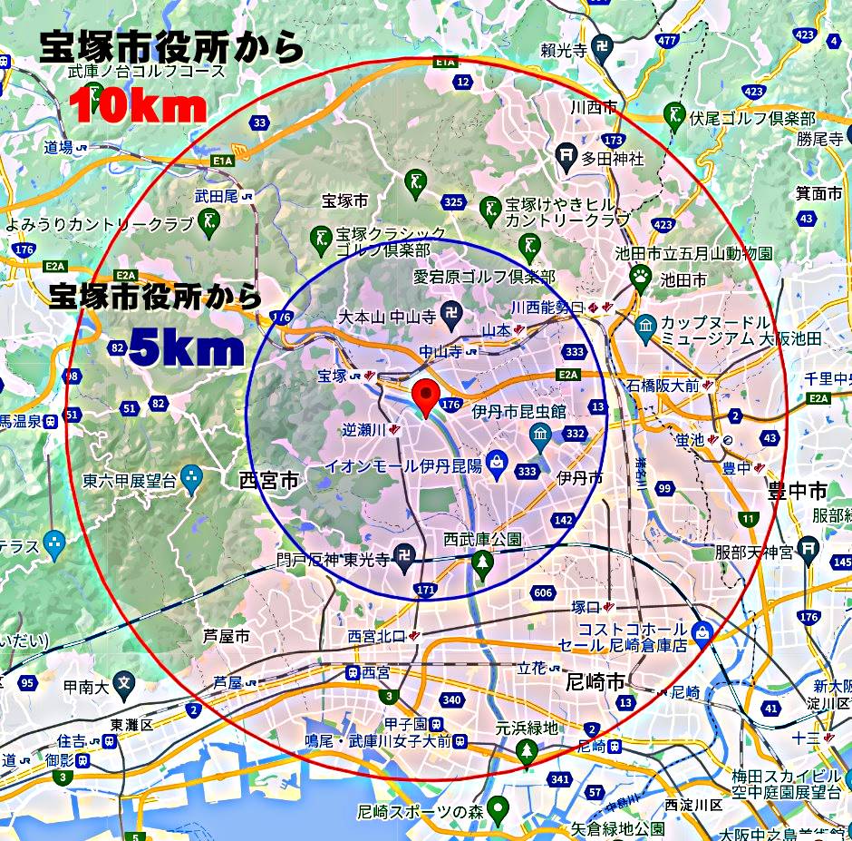 一条アルチメイトファクトリー宝塚周辺の地図